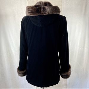 Gallery black velvet coat faux fur trim quilted jacket medium holiday winter